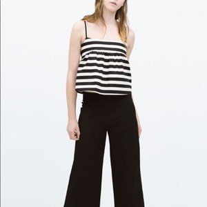 NWT Zara Black White Striped Babydoll Tank Top